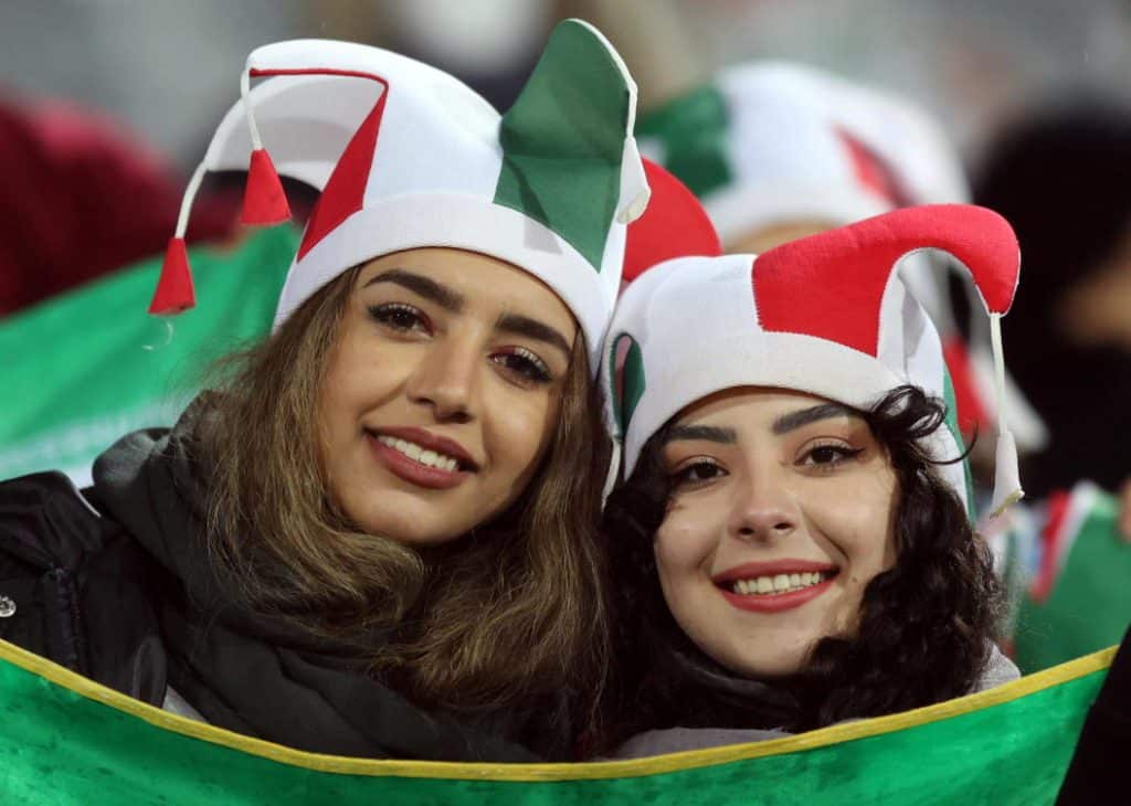 Women attend the Iran-Iraq match in Tehran stadium