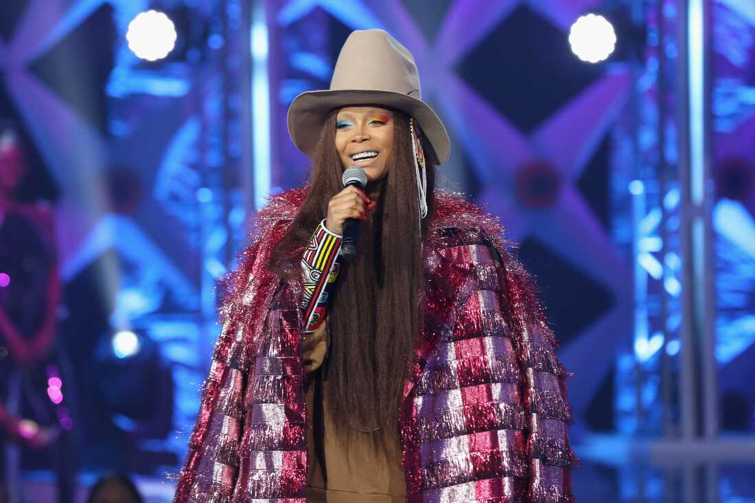 Badu speaks onstage during BET's Social Awards 2018 at Tyler Perry Studio in Atlanta, Georgia.