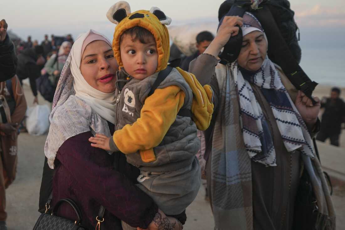 Displaced Palestinians return to their homes in the northern Gaza Strip, following Israel's decision to allow thousands of them to go back for the first time since the early weeks of the 15-month war with Hamas on Jan. 27, 2025.