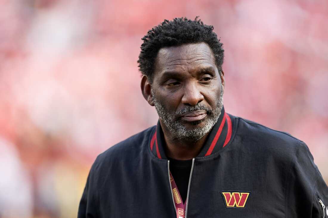Former Washington Commanders quarterback and current senior adviser to the team Doug Williams looks on before to a game against the San Francisco 49ers in December in Landover, Md.
