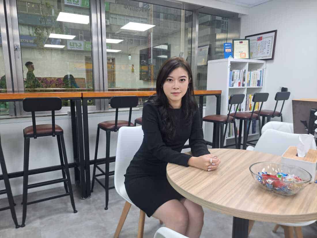 Director of international affairs for the opposition Taiwan Peoples’ Party, Judie Lin, at the party’s central headquarters in Taipei