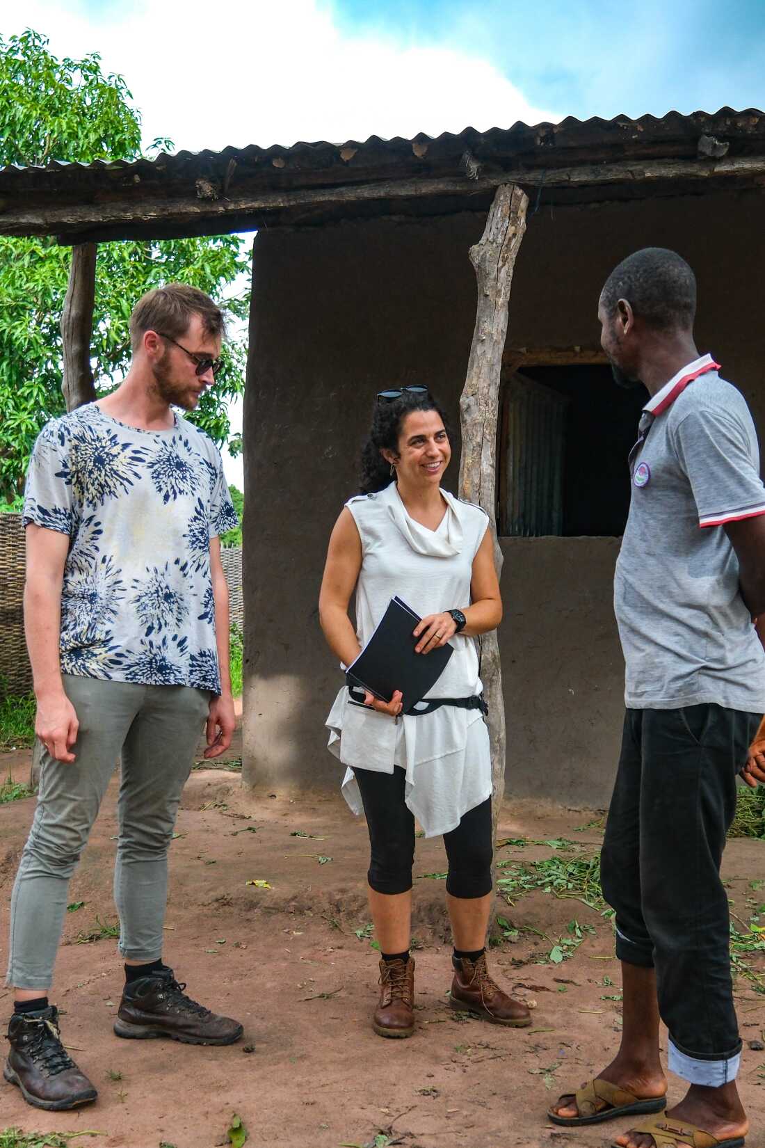 Durabali, Guinea-Bissau (September 24, 2024) - James Keirle and Dr. Sirio Canos-Donnay prepare to present the archeological text findings to residents of Durabali.
