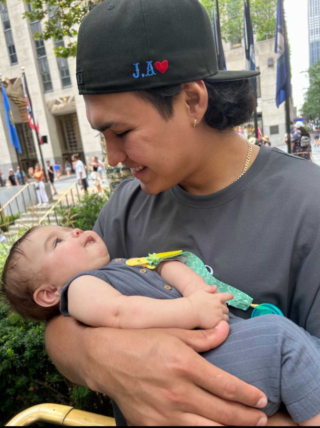 Josue Rodriguez and his newborn son. During a routine immigration appointment, Rodriguez was detained and eventually transferred to a Texas facility. His lawyer says he has no criminal record, and came to the U.S. as a minor seeking asylum. If deported, it could be years before he comes back.