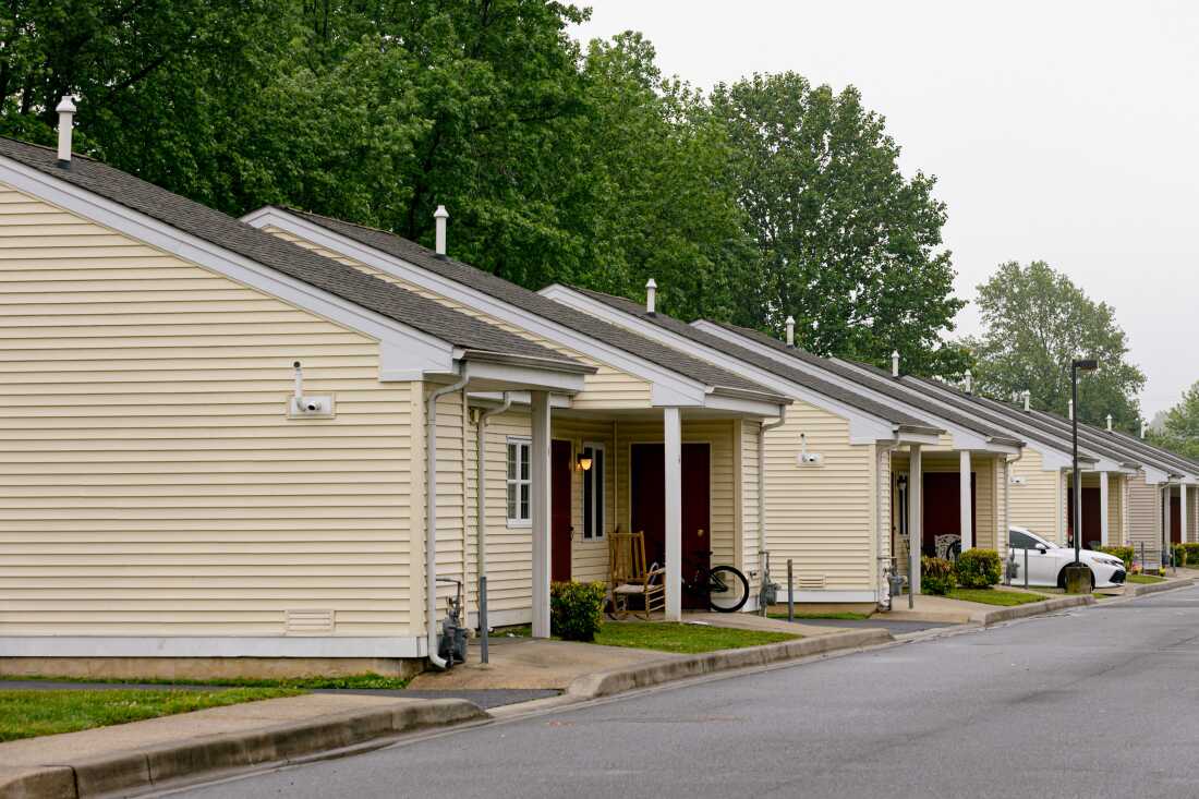 The Laverty Lane public housing apartment complex is seen in Bridgeville, Delaware on Wednesday, May 14, 2025. (Wesley Lapointe/ for NPR)