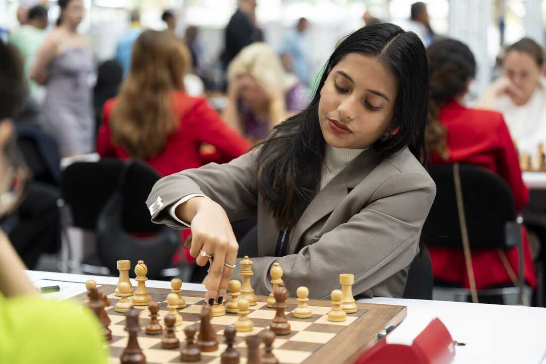 Divya Deshmukh of India during the final round of the 45th Chess Olympiad in Budapest, Hungary on Sept 22, 2024.