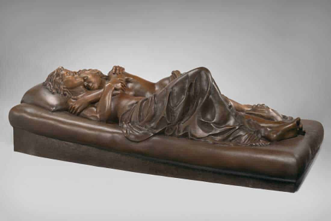 After creating the original marble sculpture for New York City’s historic Woodlawn Cemetery, Cronin made three bronze casts of her piece, Memorial To A Marriage.