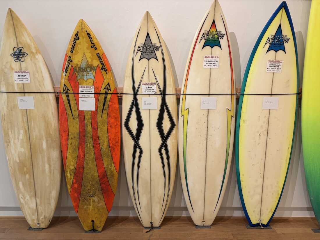 The Princes of Surf exhibition includes surfboards from more modern times — the heirs of the boards created by the Hawaiian princes.