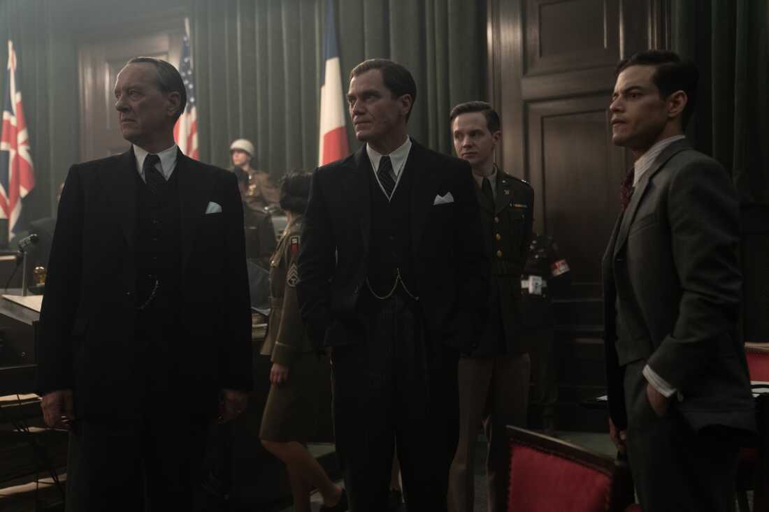 Richard E. Grant as Sir David Maxwell-Fyfe, Michael Shannon as Robert H. Jackson, and Rami Malek as Lt. Col. Douglas Kelley.