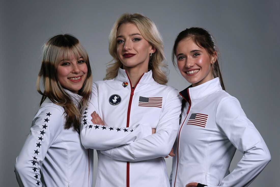 (L to R) Alysa Liu, Amber Glenn and Isabeau Levito.