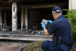 Police test evidence after fatal Buderim unit fire