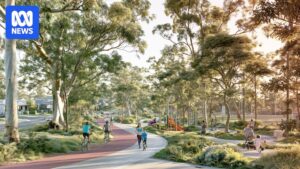 Illustration of proposed tree-lined greenway between Prospect Reservoir and Cooks River from Committee for Sydney report.