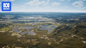 Concept image of the Stratford pumped hydro and solar project at the former Gloucester mine site