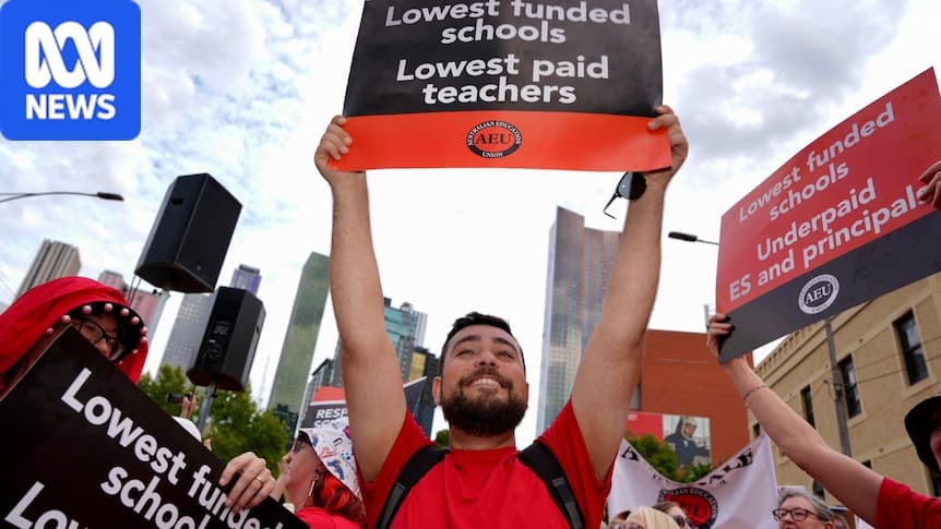 Victorian state school teachers ahead of a planned 24-hour strike