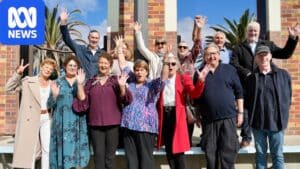 Members of Australia's 1976 Olympic swim team at the refurbished North Sydney Olympic Pool during their 50-year reunion