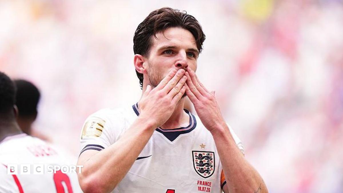 Declan Rice captaining England in the 6-4 win over France in Miami