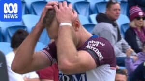 Tom Trbojevic leaving the field with a hamstring injury