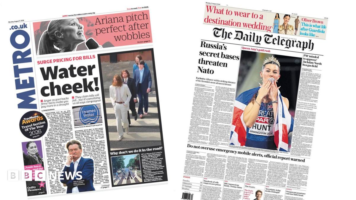 Water prices and Amy Hunt lead Monday’s papers