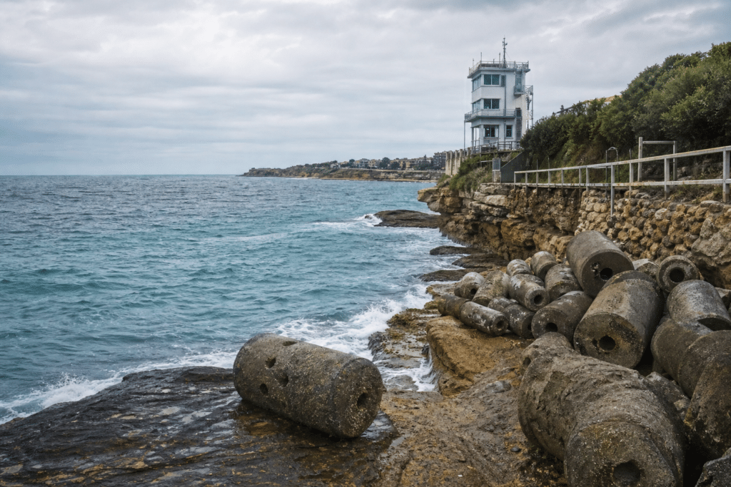 Coogee Concrete Cylinders Traced to Shark Towers