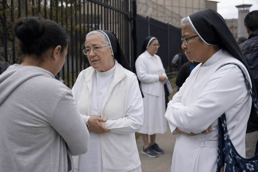New York nuns support families outside ICE detention centre