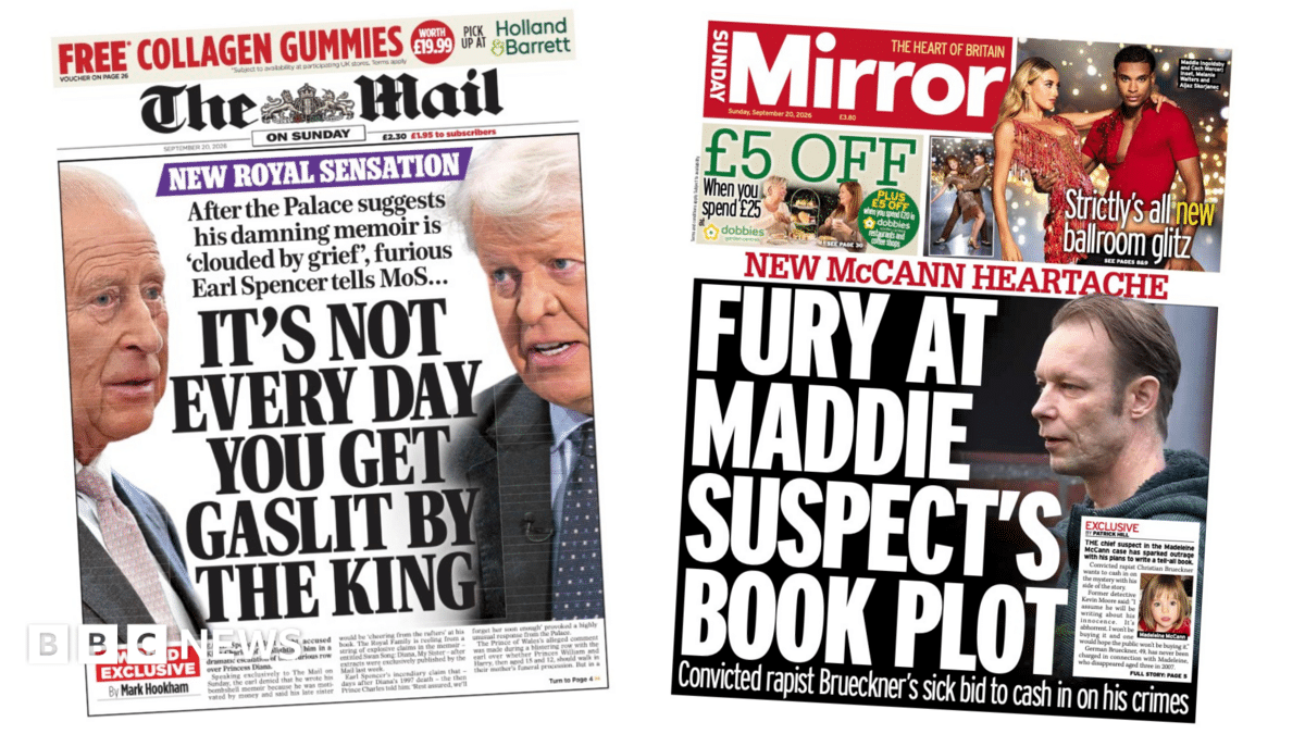 Earl Spencer Claims Dominate Sunday Front Pages