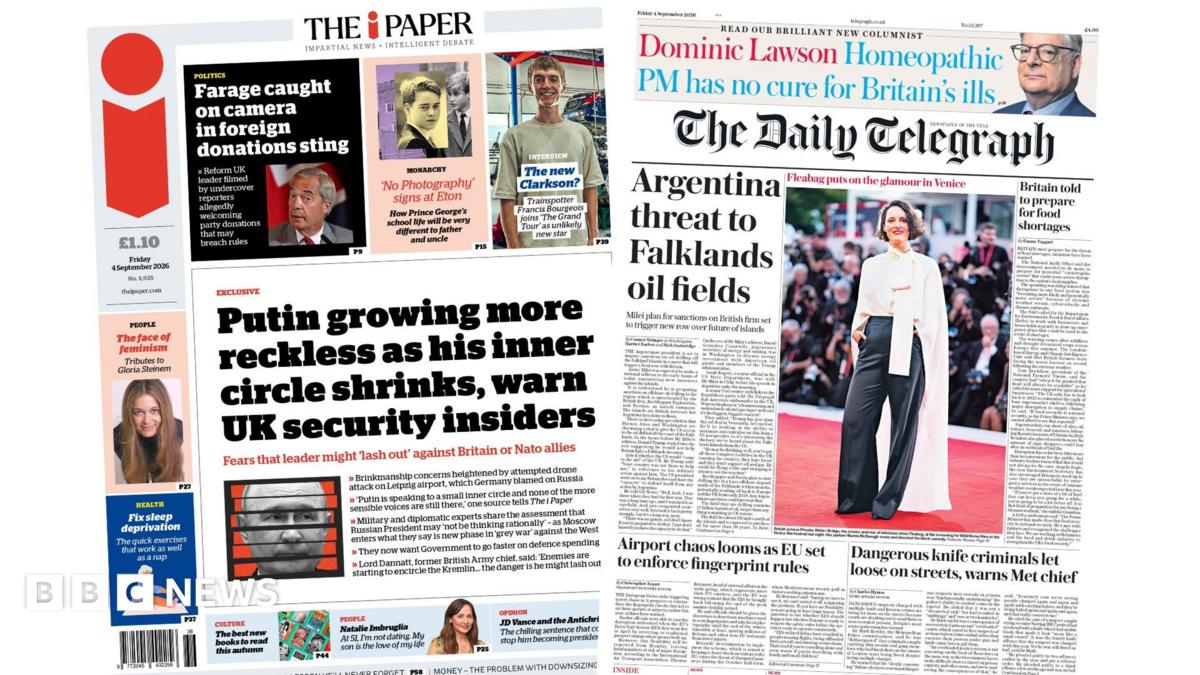 Newspaper Front Pages Focus on Falklands, Defence and El Niño