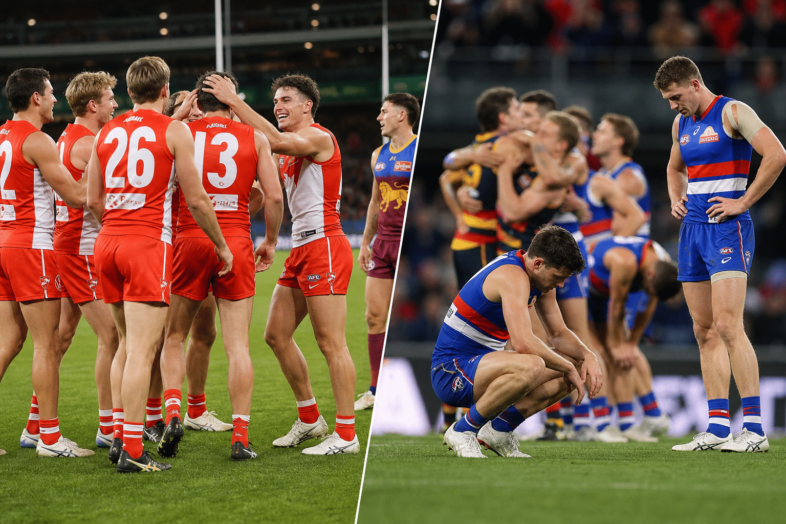 Sydney routs Brisbane as Adelaide eliminates Bulldogs