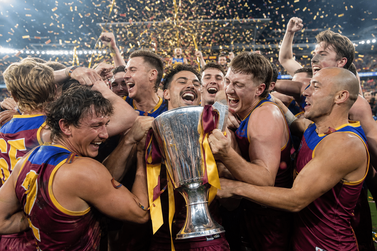 Lions rally late to secure third straight AFL premiership