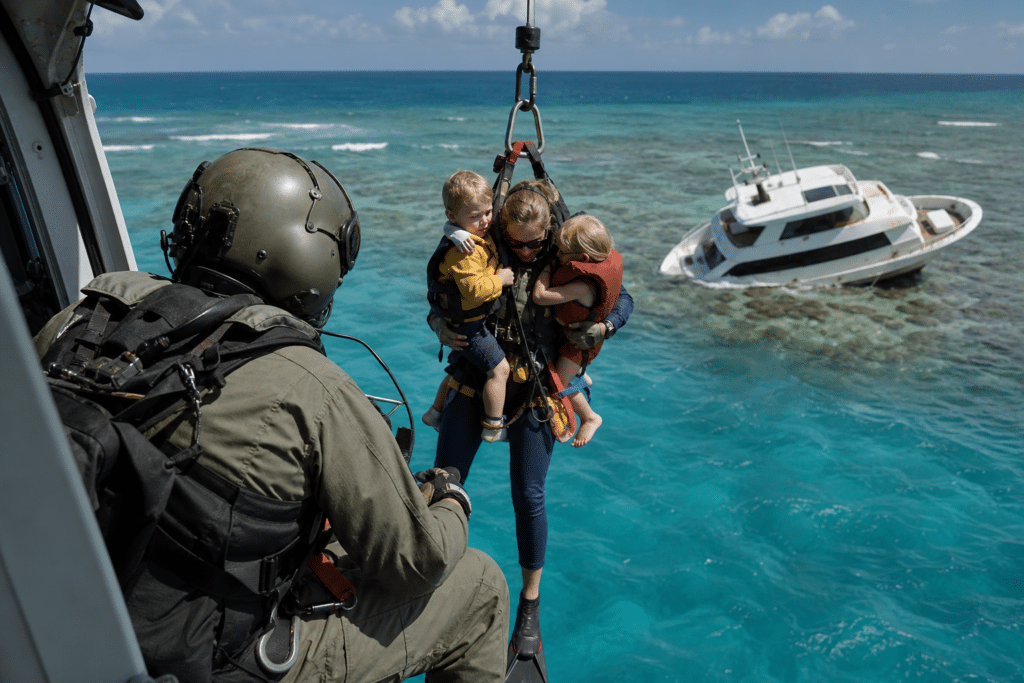 Family Winched From Yacht Stranded on Whitsundays Reef