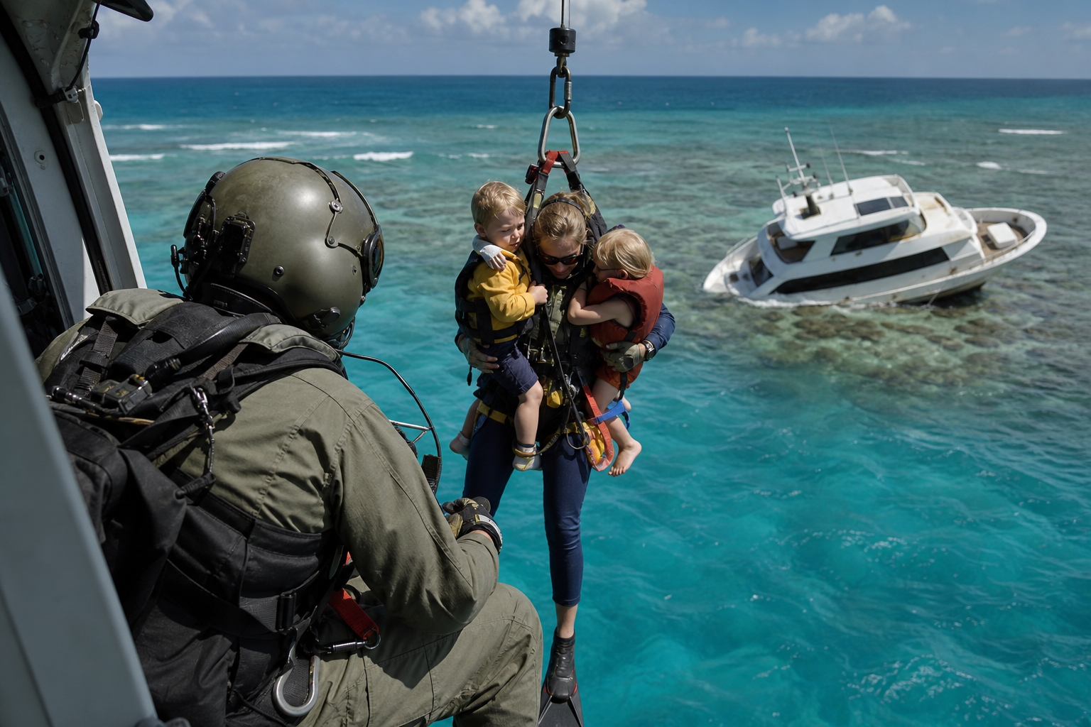 Family Winched From Yacht Stranded on Whitsundays Reef