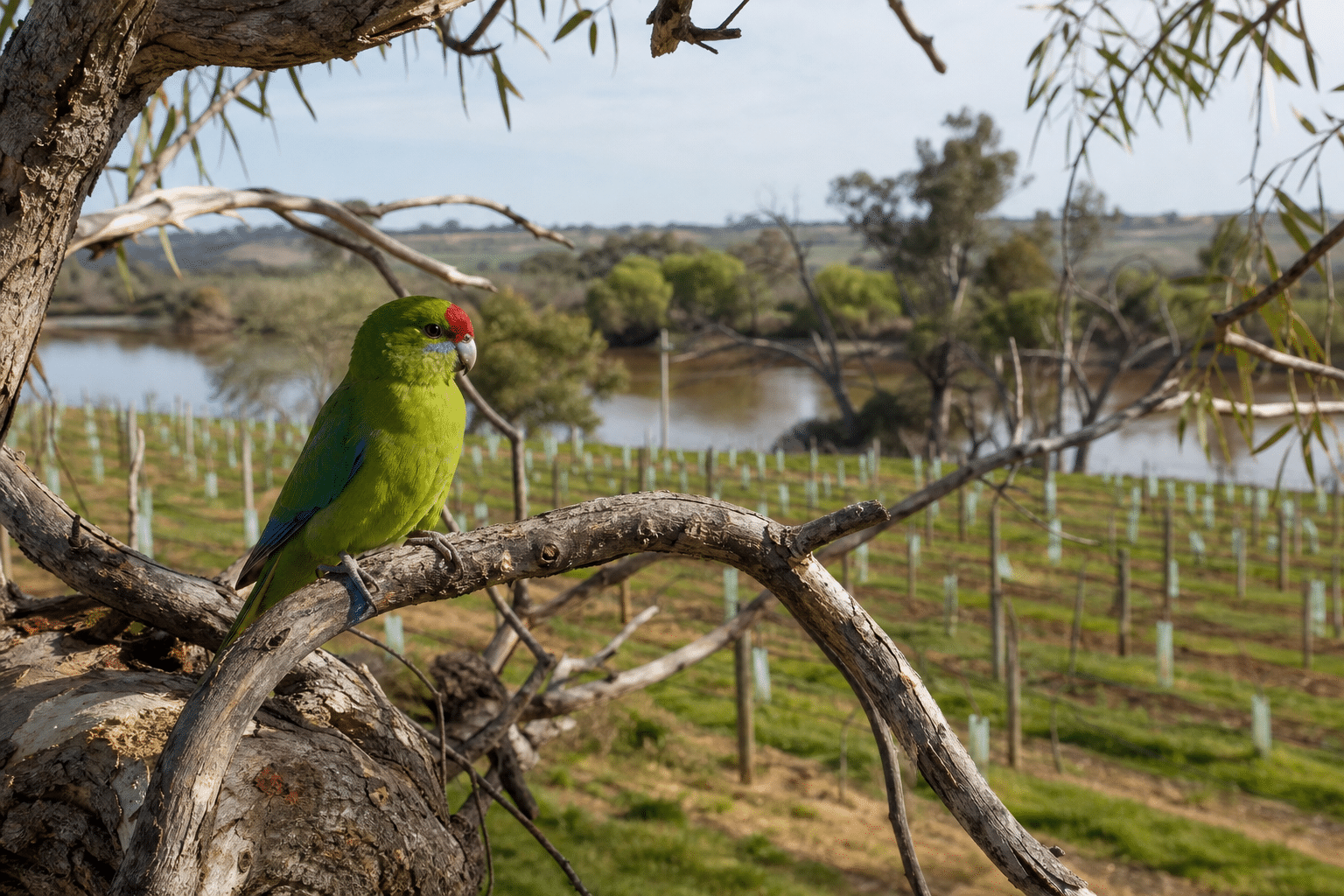 Riverland Vineyard Restoration Supports Regent Parrots