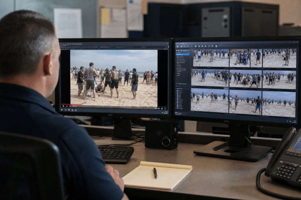 Police Examine Beach Fight Videos