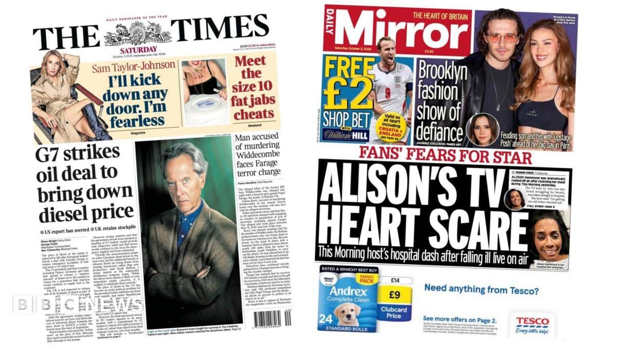 G7 Oil Release Dominates UK Front Pages