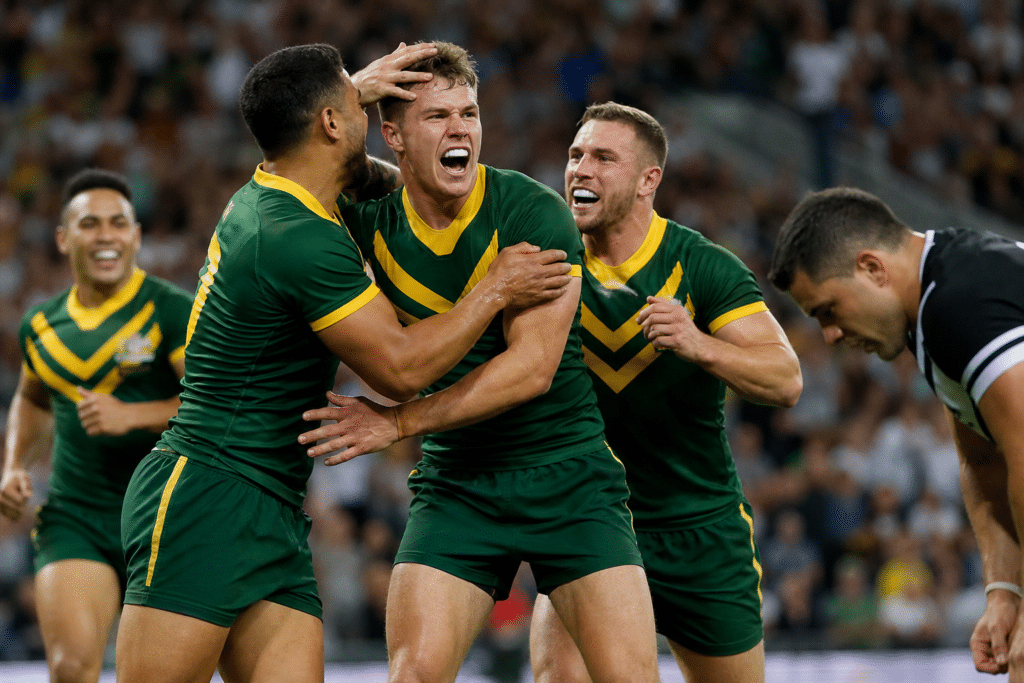 Bostock Hat-Trick Lifts Kangaroos Over Kiwis