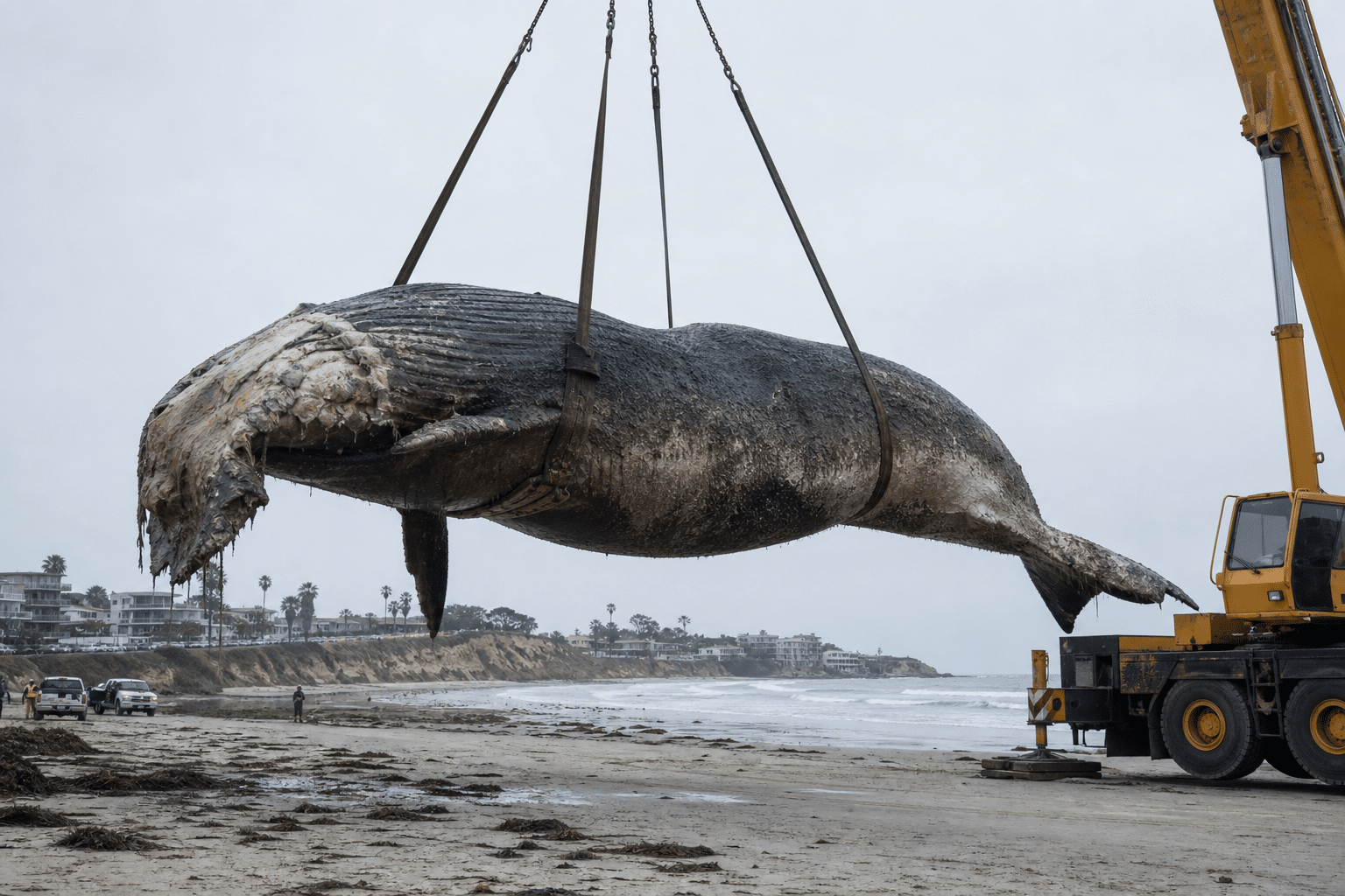 City Beach whale carcass lifted for landfill removal