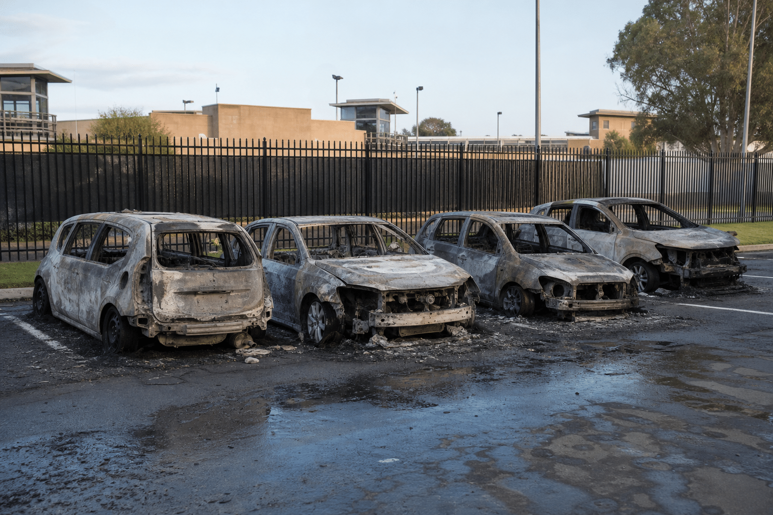 Four Cars Burned at Yatala Labour Prison Car Park