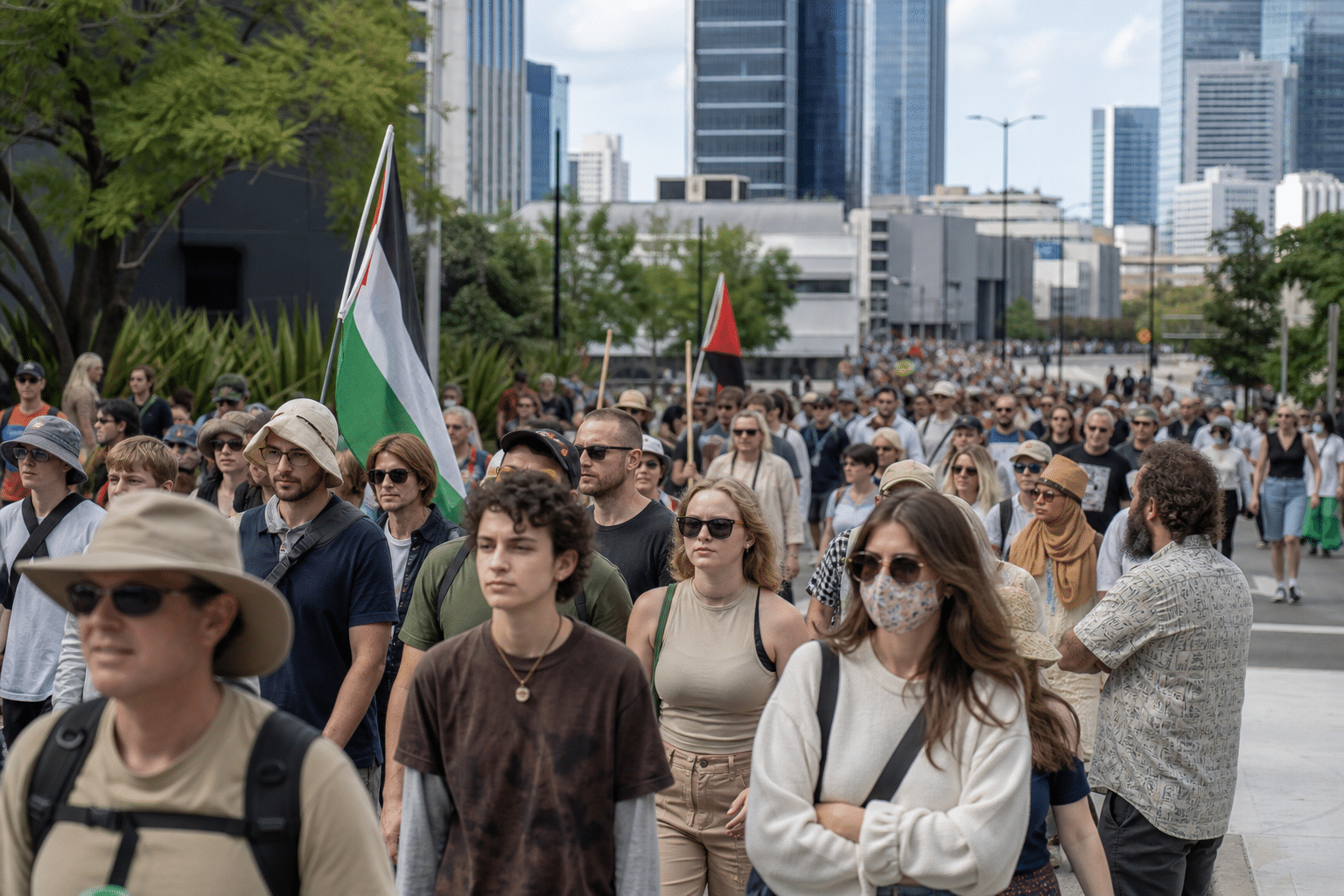 Hundreds March Against Perth Land Forces Expo