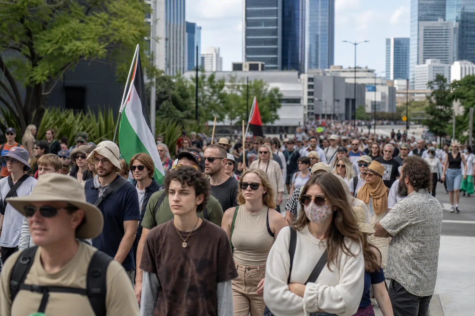 Hundreds March Against Perth Land Forces Expo