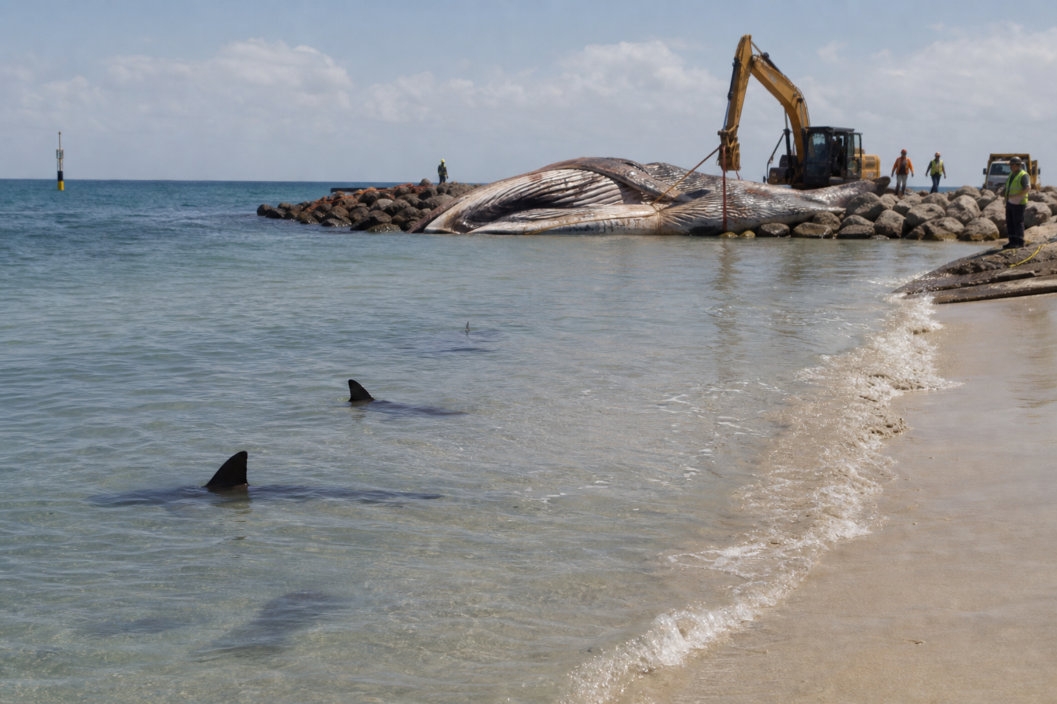 Sharks May Linger Off Perth Beaches After Whale Removal