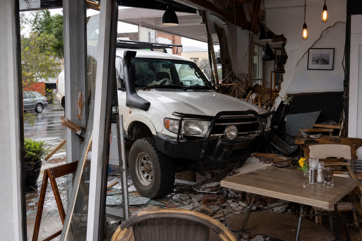 Three injured as 4WD hits Tasmania cafe