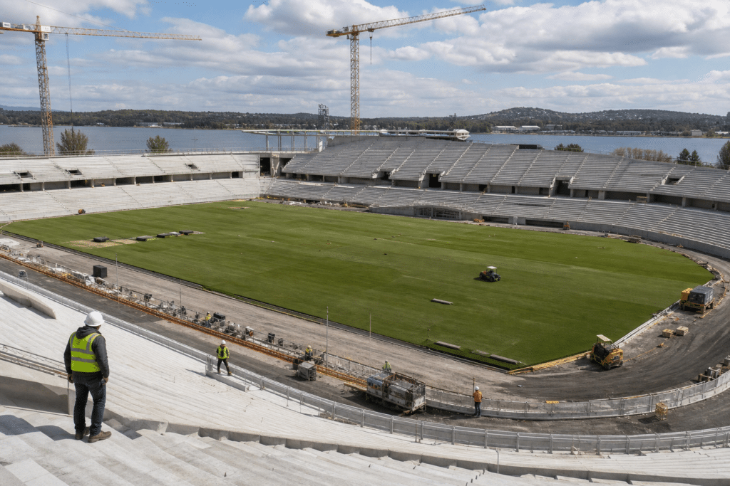 Canberra Waterfront Stadium Pitch Takes Shape